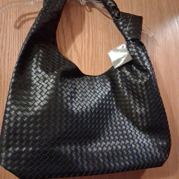 ULTA Beauty Knot Handle Black Tote Bag Purse With Inside Pocket NWT 20x17 Boho - Picture 3 of 5